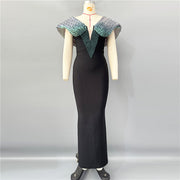 Summer New Bandage Elegant Socialite Beaded Waist Slimming Long Dress