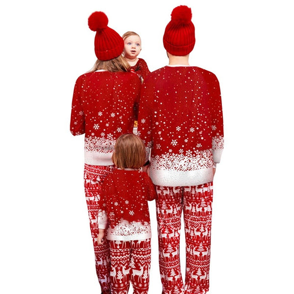 Christmas Print Long Sleeve Casual Parent-Child Suit