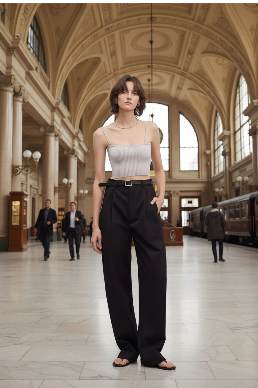 Pantaloni eleganti a pieghe - donna