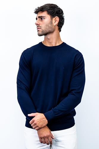 Men's Basic Crew Neck Sweater, 100% Merino Wool, Solid Colour, Long Sleeves, Regular Fit