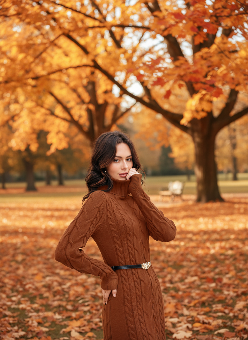 Ebifin Abito da donna a collo alto