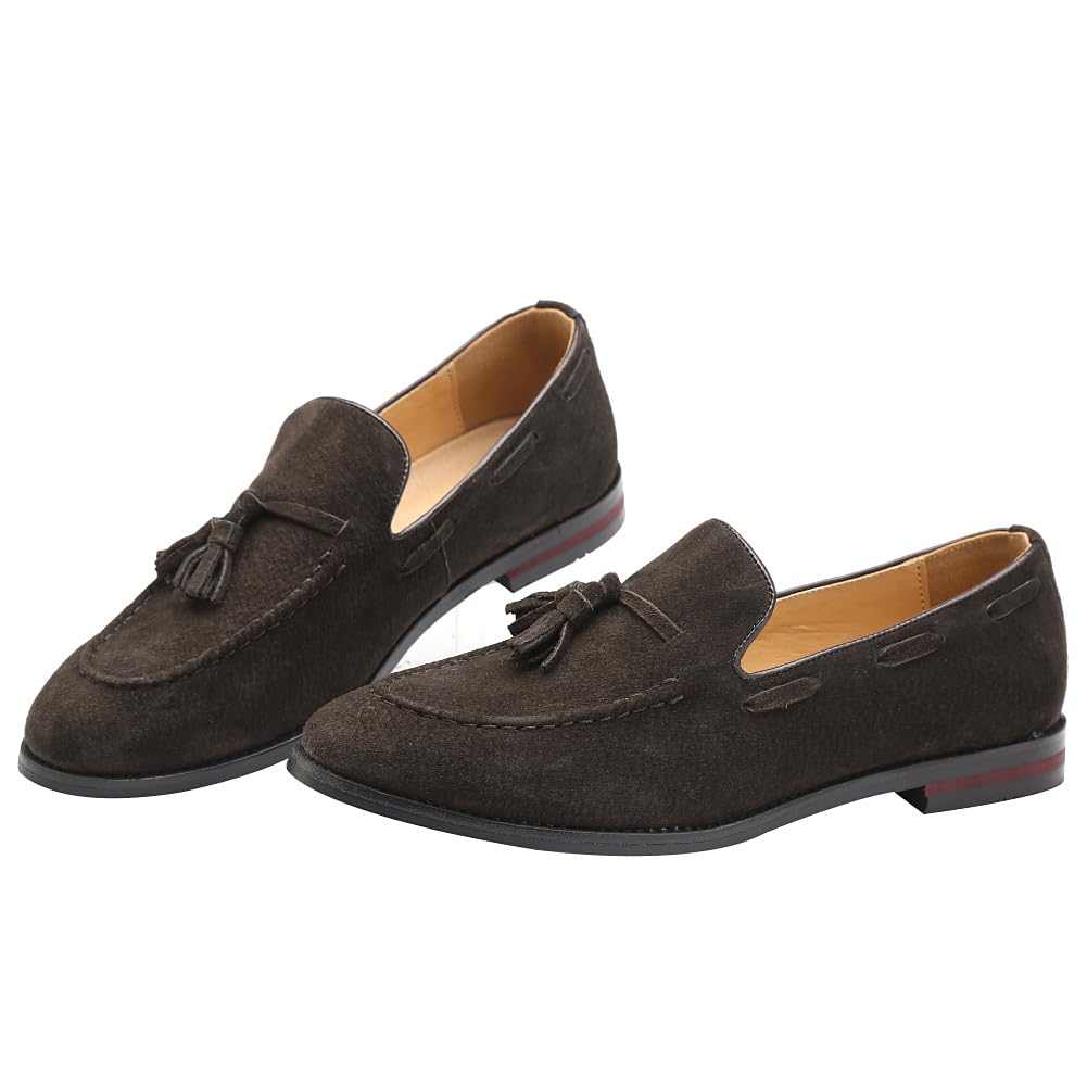 rismart Uomo Fatto a Mano Nappe Mocassini Scamosciato Scivolare su Formale Loafers Scarpe