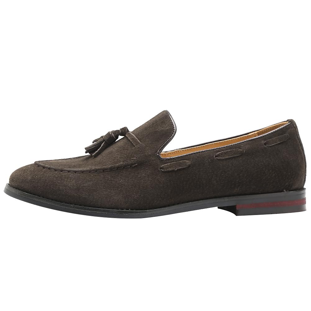 rismart Uomo Fatto a Mano Nappe Mocassini Scamosciato Scivolare su Formale Loafers Scarpe