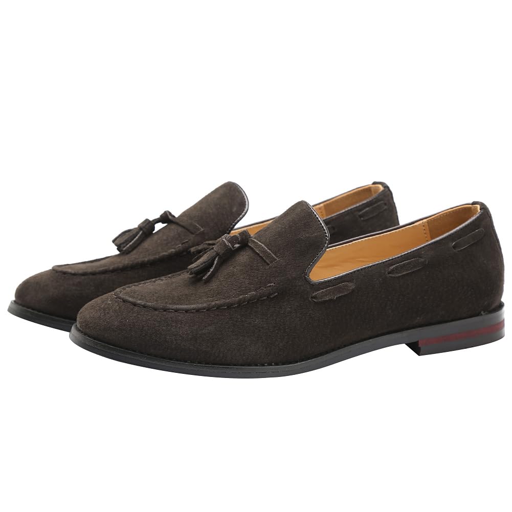 rismart Uomo Fatto a Mano Nappe Mocassini Scamosciato Scivolare su Formale Loafers Scarpe