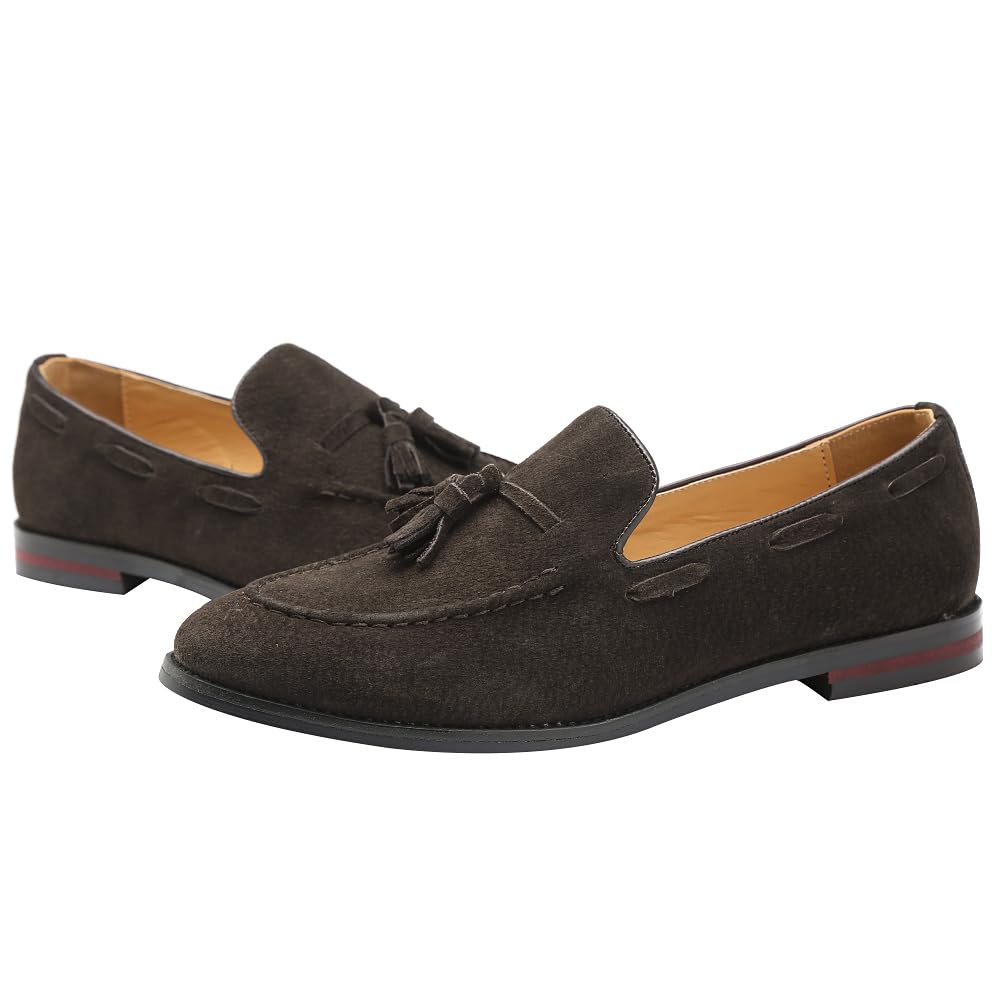 rismart Uomo Fatto a Mano Nappe Mocassini Scamosciato Scivolare su Formale Loafers Scarpe