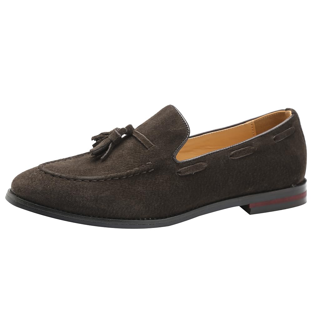 rismart Uomo Fatto a Mano Nappe Mocassini Scamosciato Scivolare su Formale Loafers Scarpe