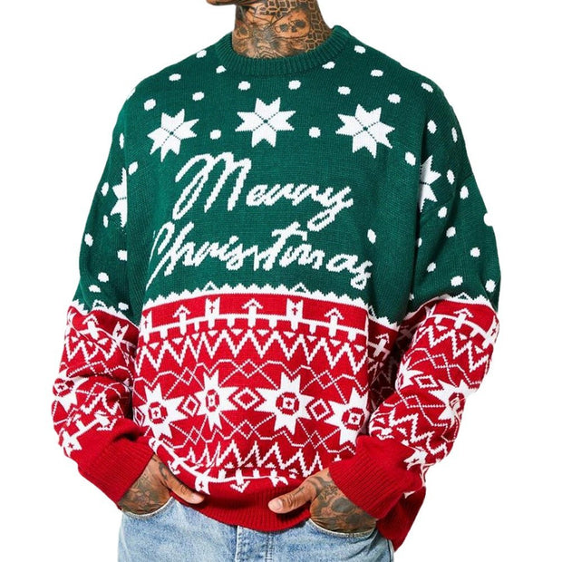 European And American Autumn And Winter Christmas Knitwear Christmas Jacquard Loose Pullover