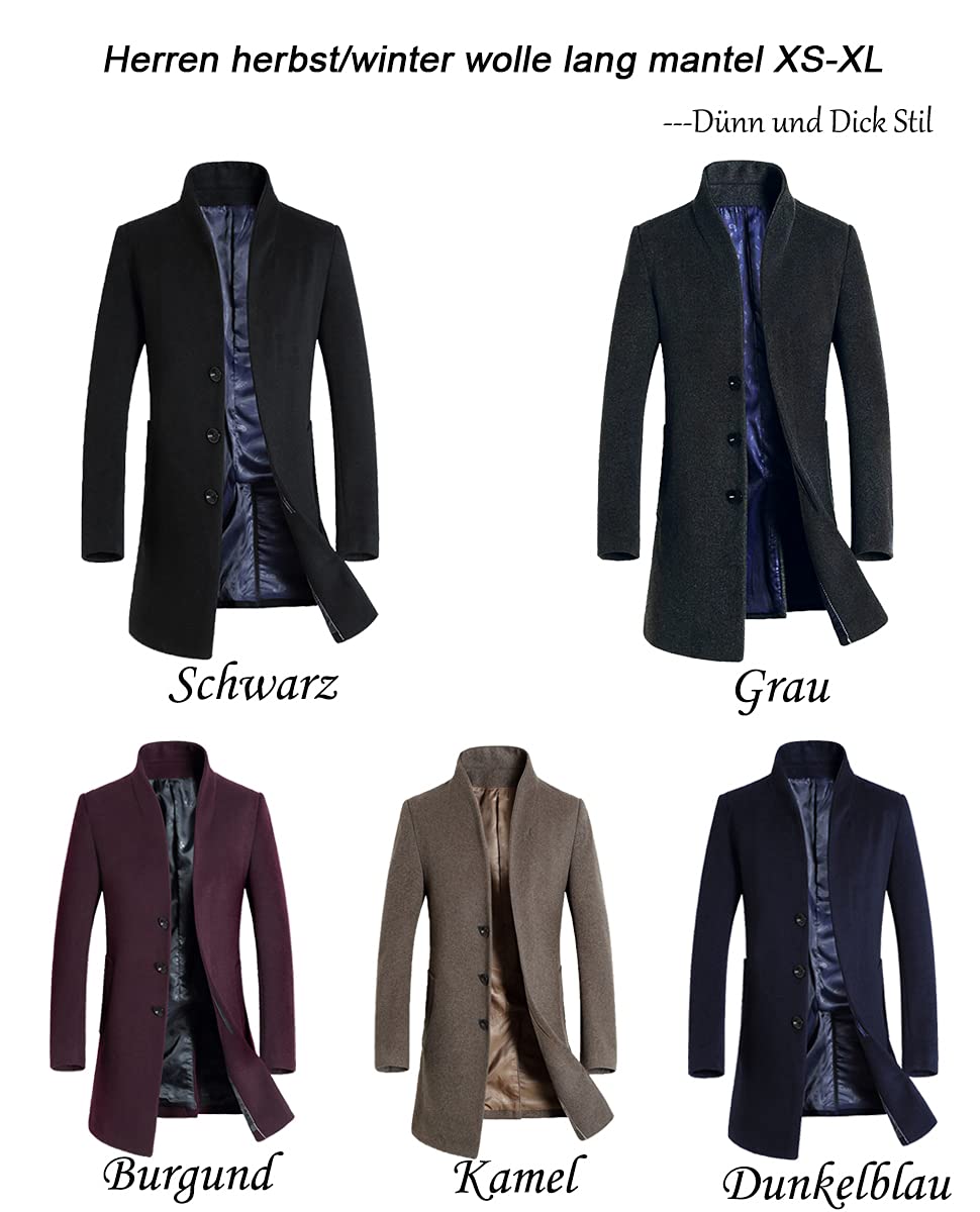 Men's Slim Warm Wool Winter Coat(XS-XL)