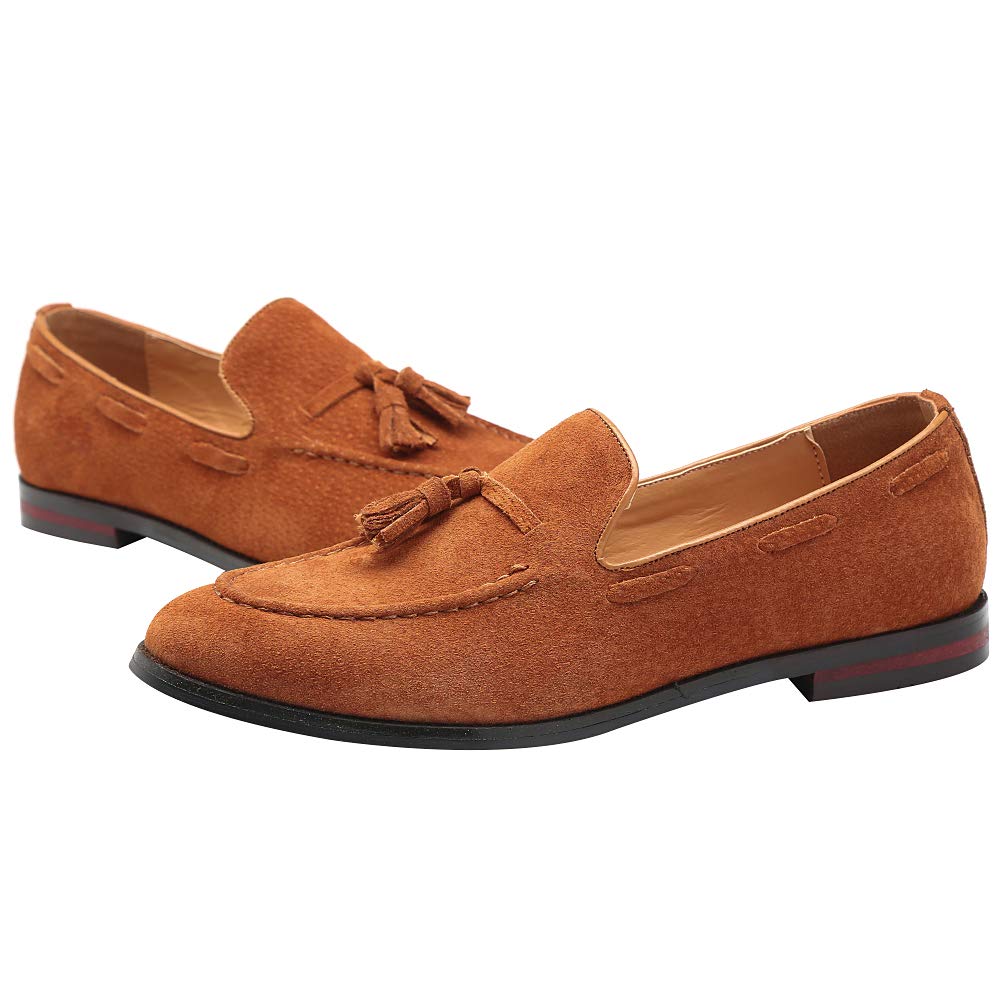 rismart Uomo Fatto a Mano Nappe Mocassini Scamosciato Scivolare su Formale Loafers Scarpe