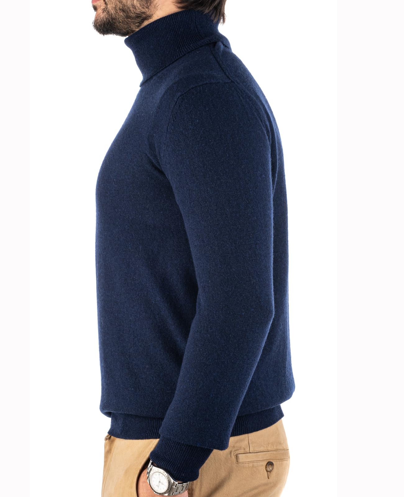 Cashmere Zone - Turtleneck Men's Winter Pullover Sweater Long Sleeve High Neck Warm Made of 5% Cashmere 25% Wool, 30% Viscose and 40% Polyamide