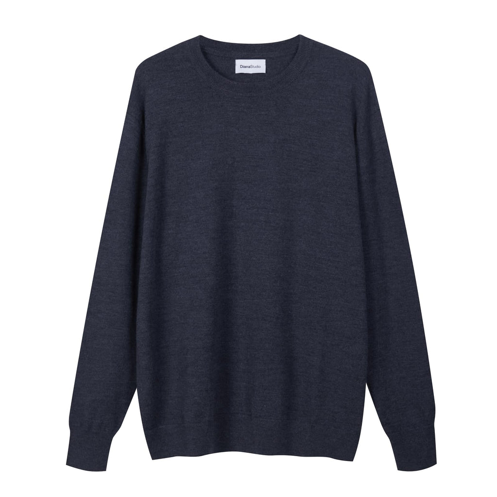 Men's Basic Crew Neck Sweater, 100% Merino Wool, Solid Colour, Long Sleeves, Regular Fit