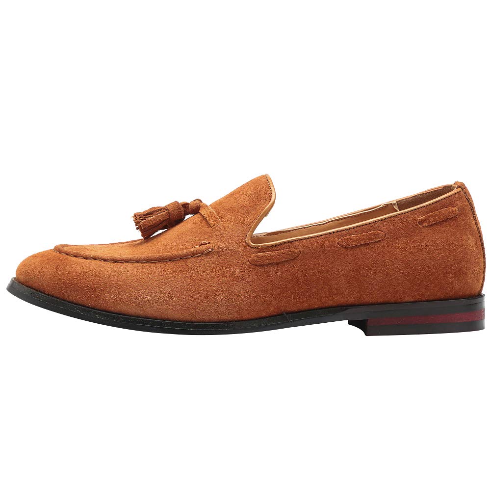 rismart Uomo Fatto a Mano Nappe Mocassini Scamosciato Scivolare su Formale Loafers Scarpe