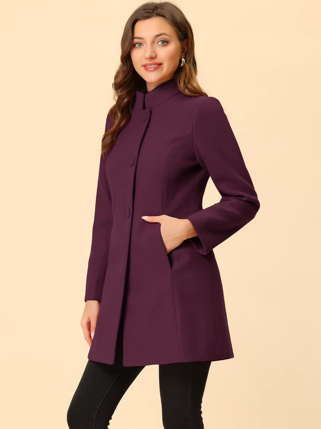 Cappotto bottonato in poliestere - women