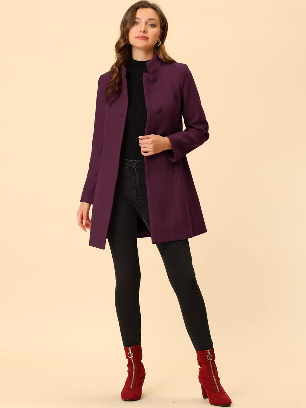 Cappotto bottonato in poliestere - women