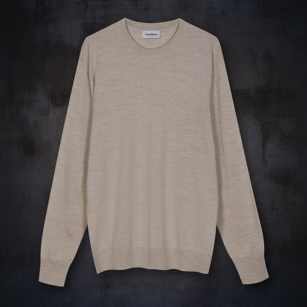 Men's Basic Crew Neck Sweater, 100% Merino Wool, Solid Colour, Long Sleeves, Regular Fit