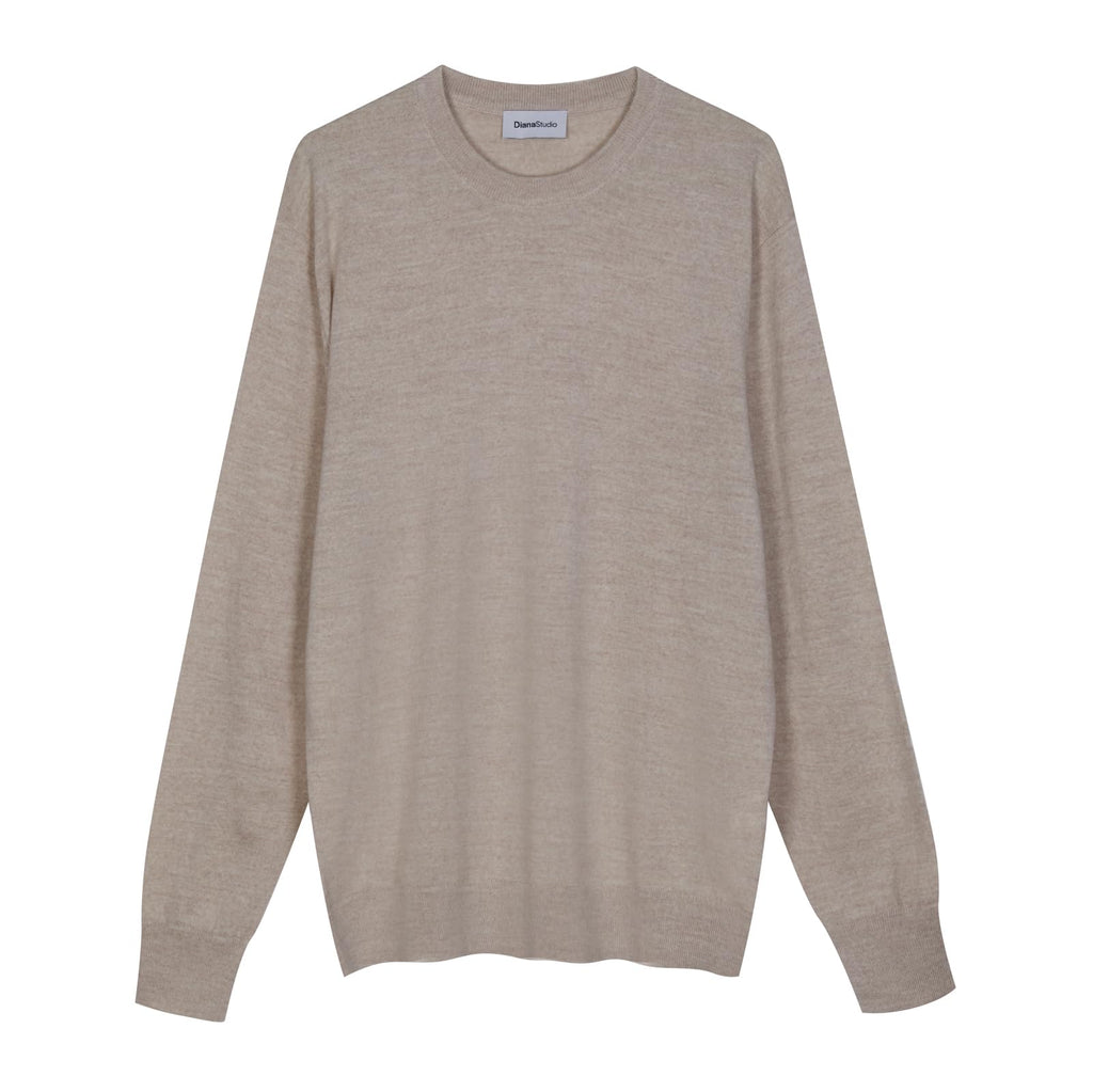 Men's Basic Crew Neck Sweater, 100% Merino Wool, Solid Colour, Long Sleeves, Regular Fit