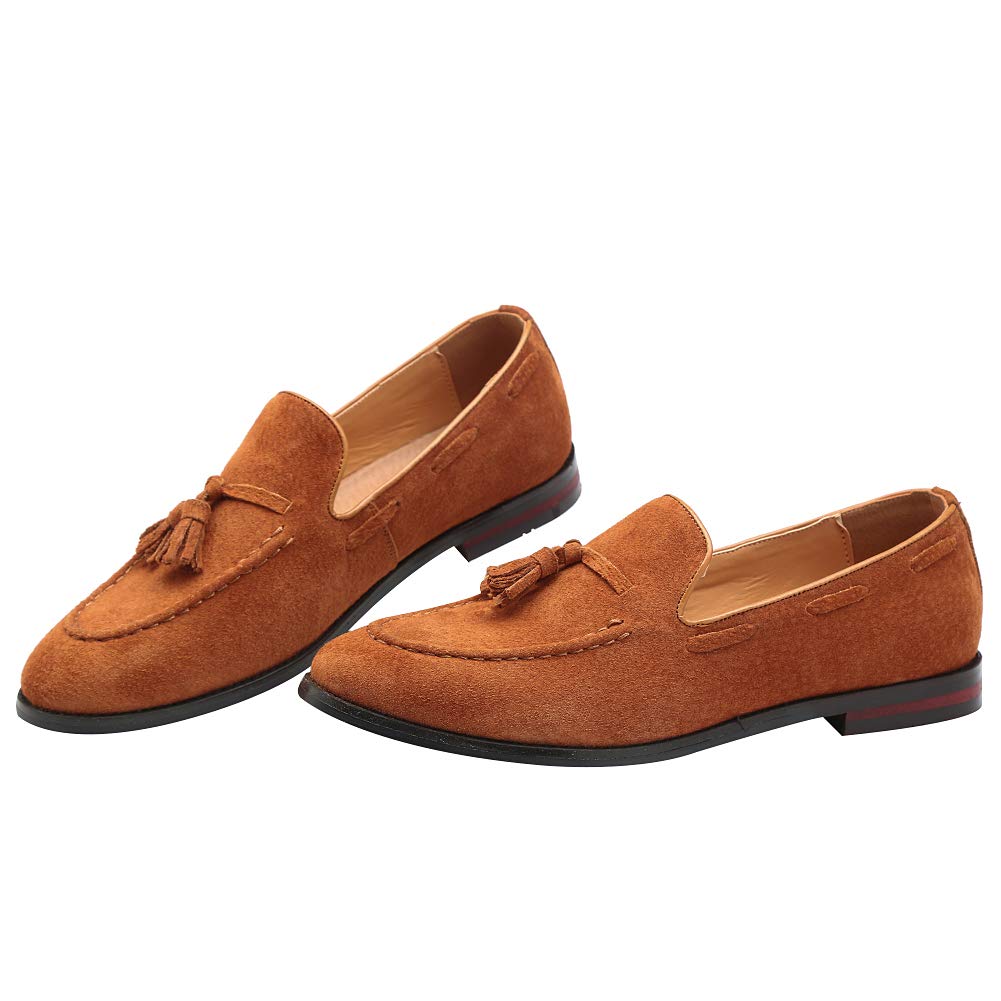 rismart Uomo Fatto a Mano Nappe Mocassini Scamosciato Scivolare su Formale Loafers Scarpe