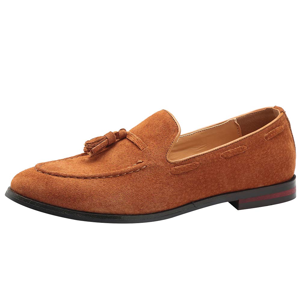 rismart Uomo Fatto a Mano Nappe Mocassini Scamosciato Scivolare su Formale Loafers Scarpe