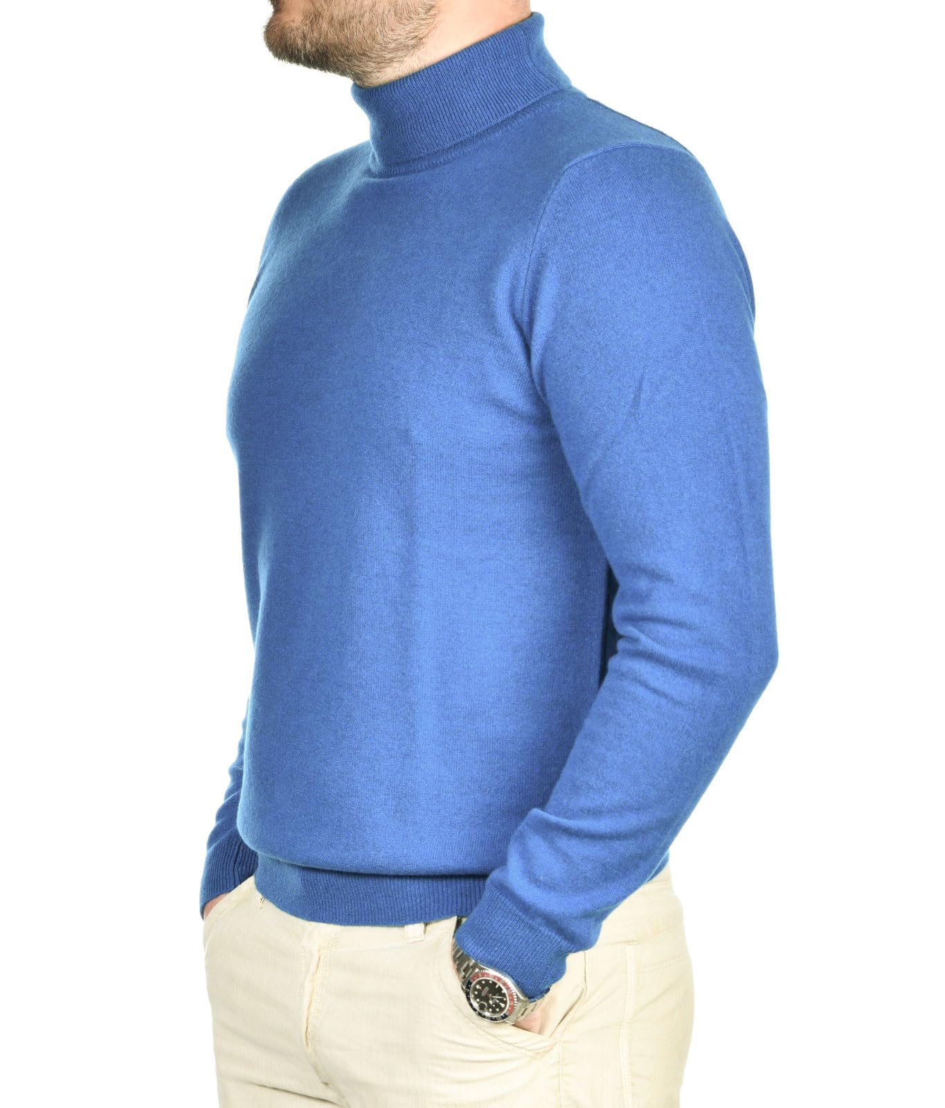 Cashmere Zone - Turtleneck Men's Winter Pullover Sweater Long Sleeve High Neck Warm Made of 5% Cashmere 25% Wool, 30% Viscose and 40% Polyamide