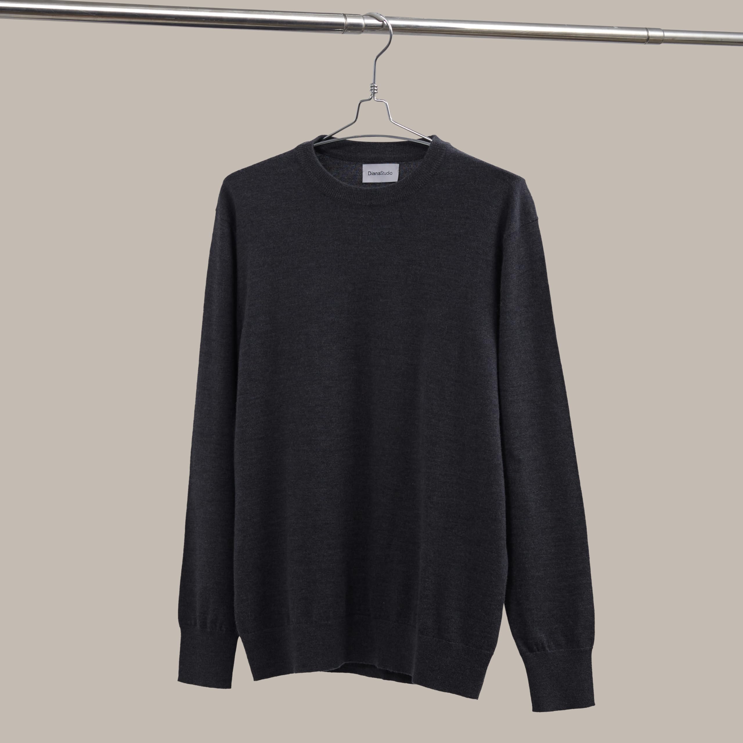 Men's Basic Crew Neck Sweater, 100% Merino Wool, Solid Colour, Long Sleeves, Regular Fit