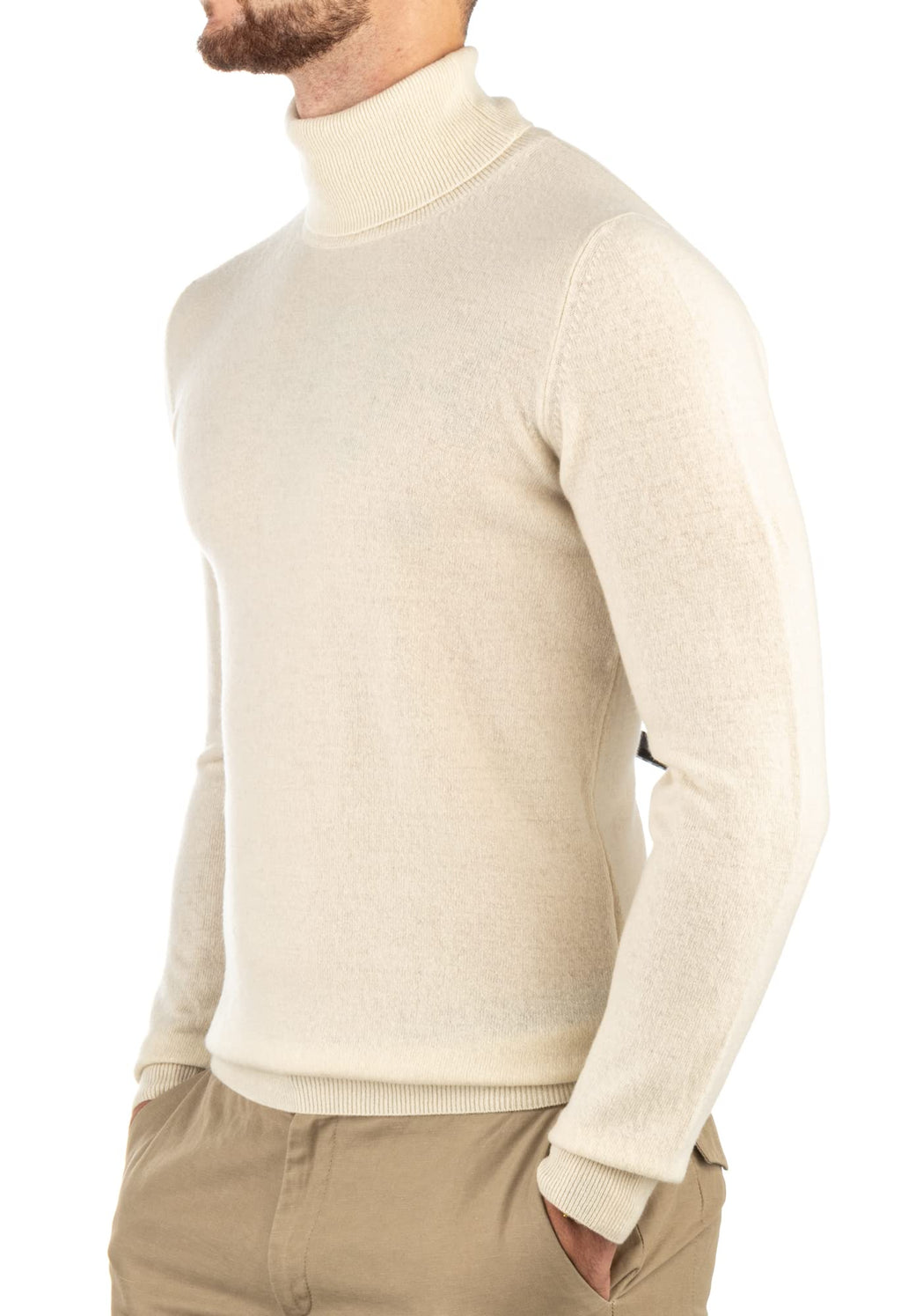 Cashmere Zone - Turtleneck Men's Winter Pullover Sweater Long Sleeve High Neck Warm Made of 5% Cashmere 25% Wool, 30% Viscose and 40% Polyamide