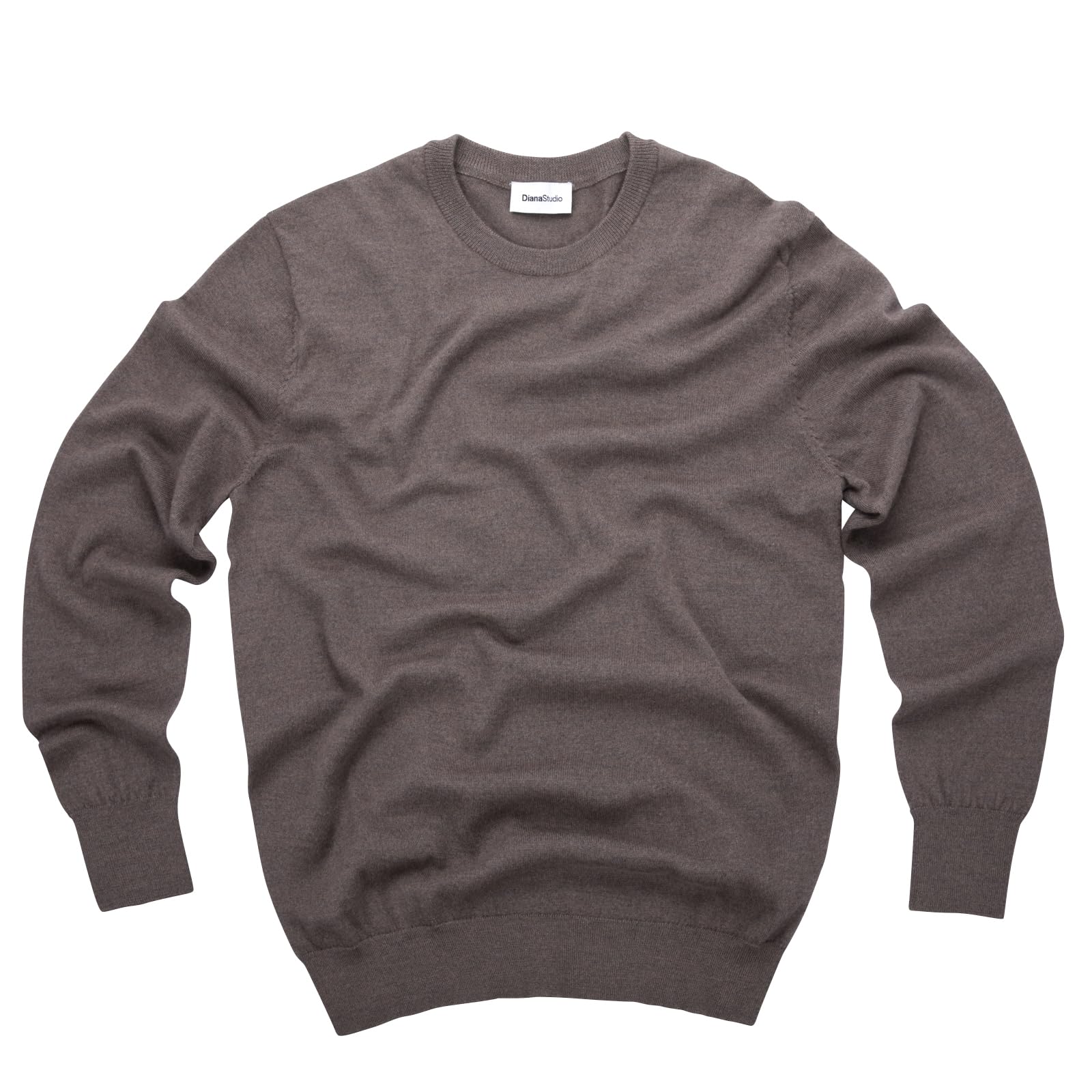 Men's Basic Crew Neck Sweater, 100% Merino Wool, Solid Colour, Long Sleeves, Regular Fit