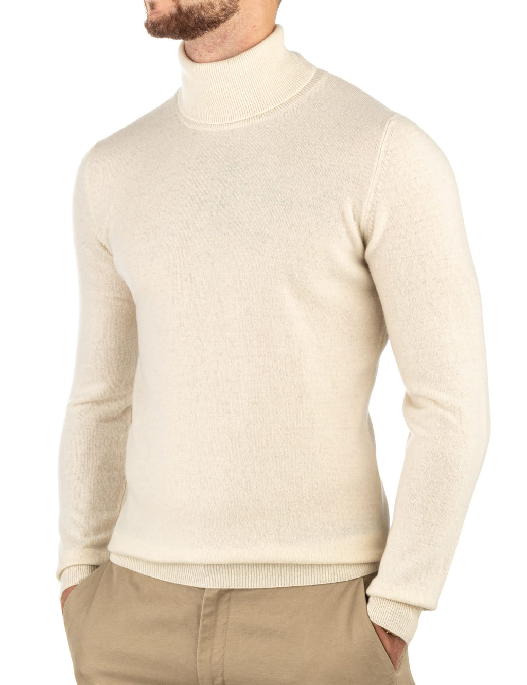 Cashmere Zone - Turtleneck Men's Winter Pullover Sweater Long Sleeve High Neck Warm Made of 5% Cashmere 25% Wool, 30% Viscose and 40% Polyamide