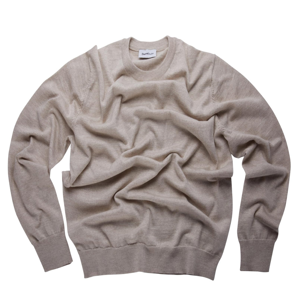 Men's Basic Crew Neck Sweater, 100% Merino Wool, Solid Colour, Long Sleeves, Regular Fit