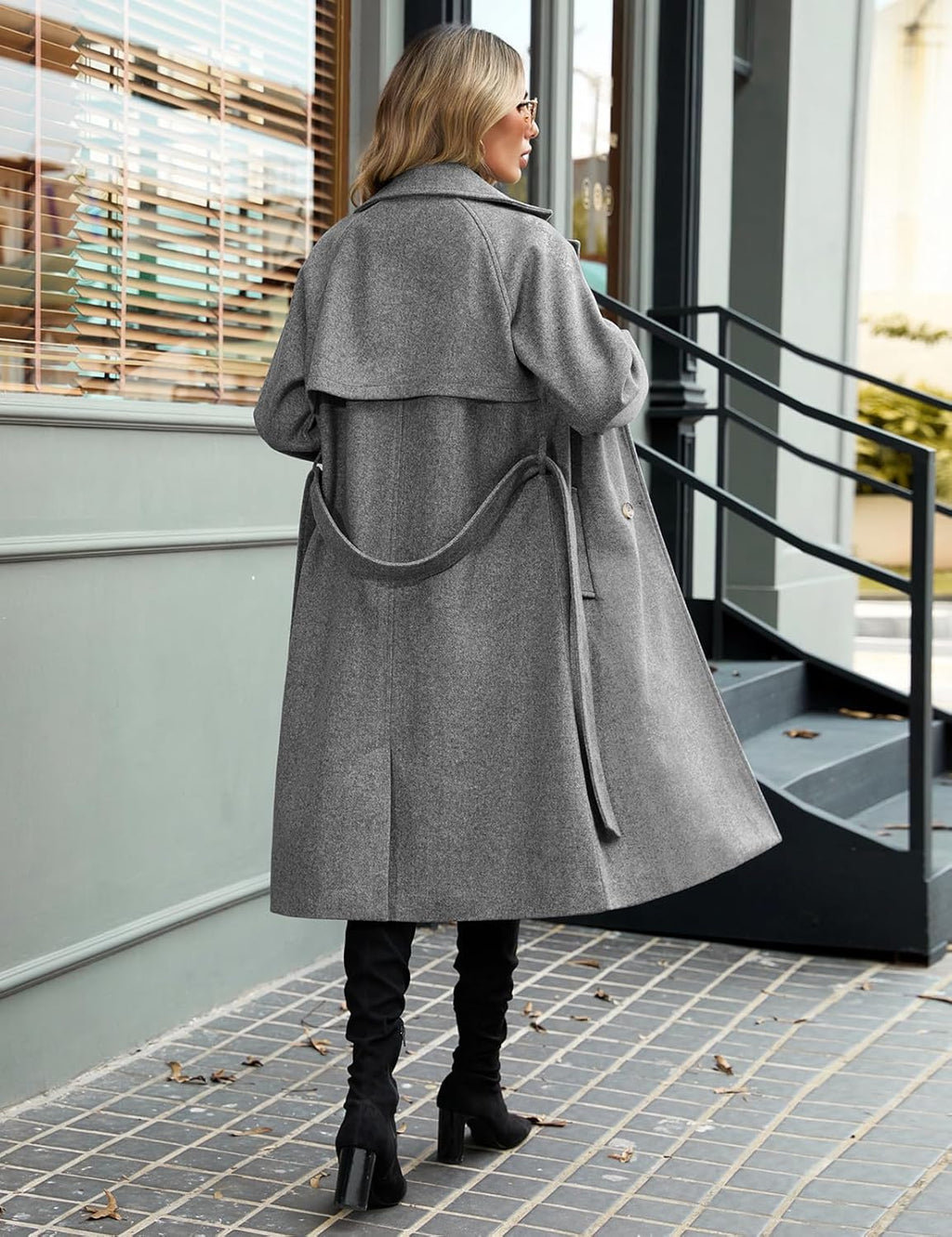 Yuson Girl Women's Winter Long Elegant Warm Coats Autumn Winter Lapel Double Breasted Classic Trench Coat with Belt and Pockets