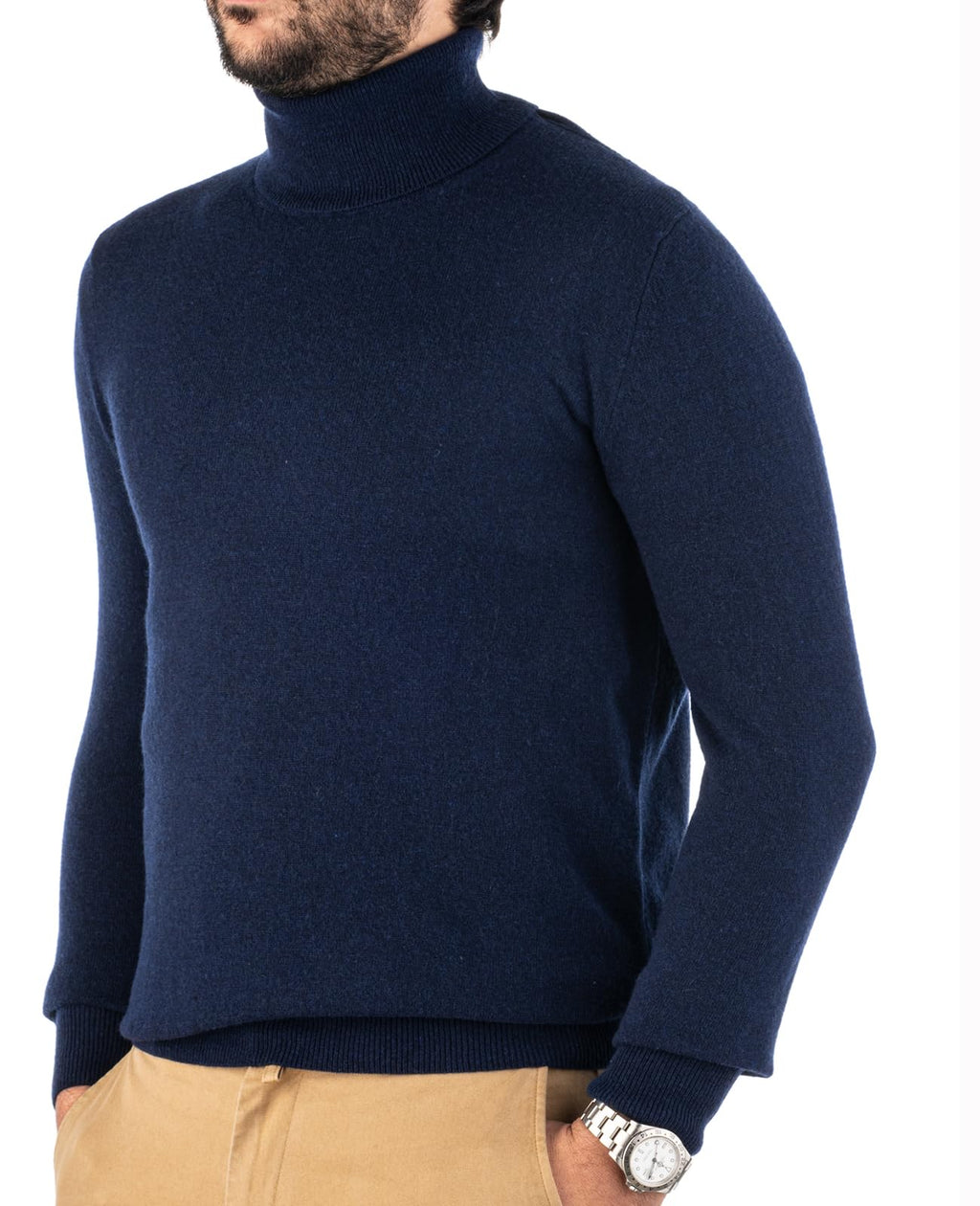 Cashmere Zone - Turtleneck Men's Winter Pullover Sweater Long Sleeve High Neck Warm Made of 5% Cashmere 25% Wool, 30% Viscose and 40% Polyamide