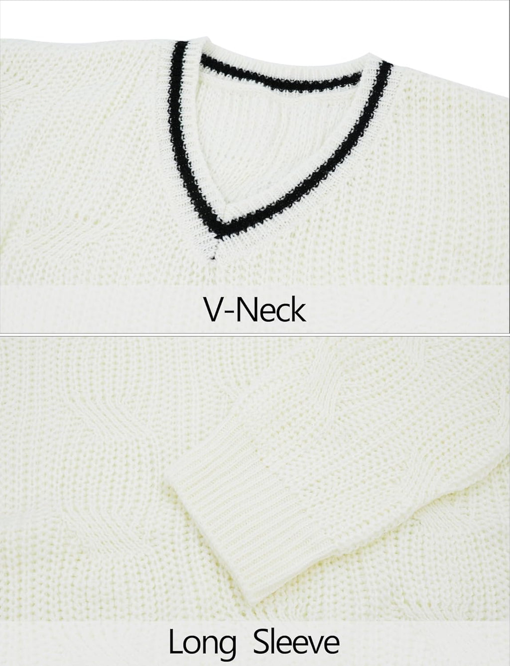 AIEOE Men's Knitted Sweater V-Neck Slim Fit Cable Knit Sweater