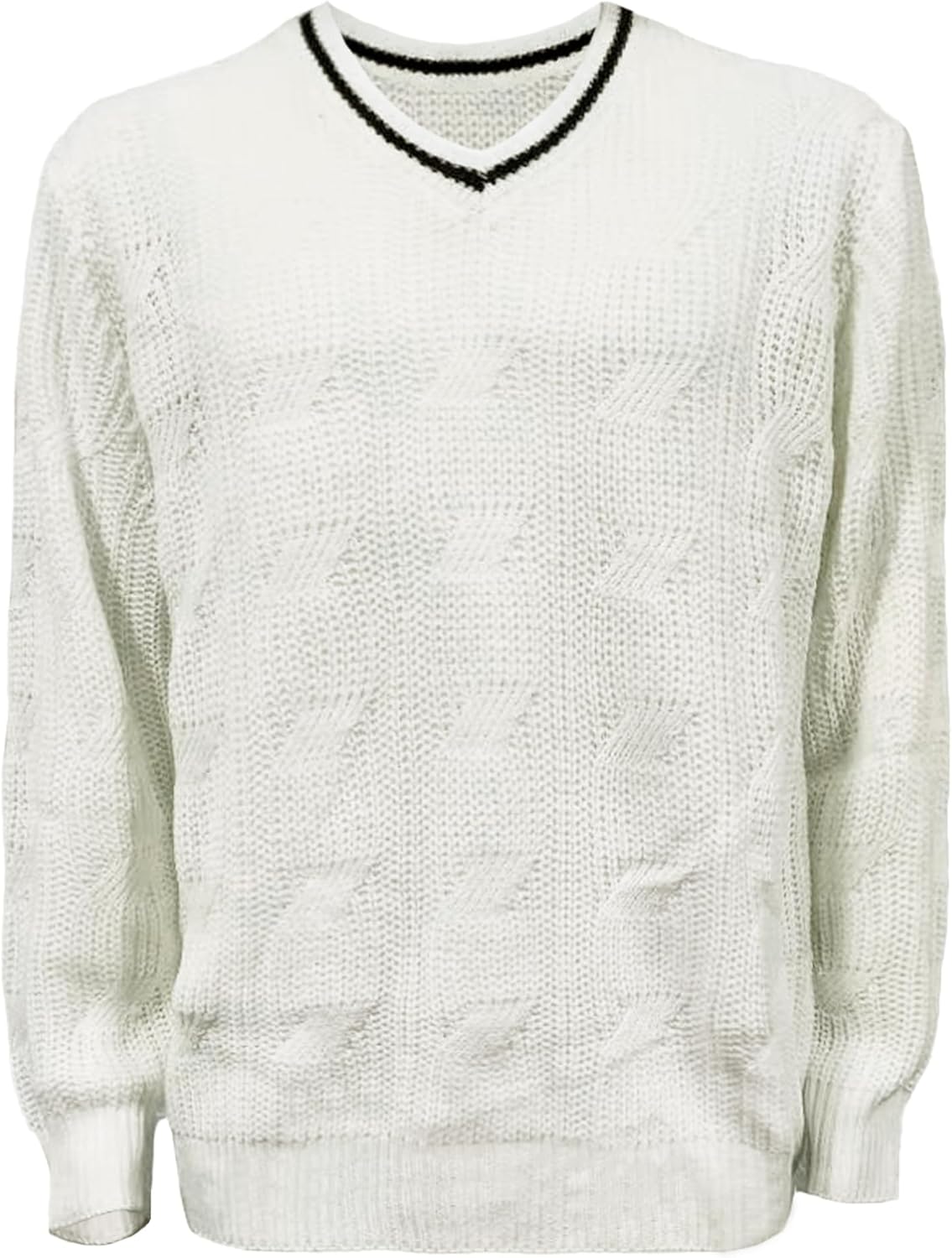 AIEOE Men's Knitted Sweater V-Neck Slim Fit Cable Knit Sweater