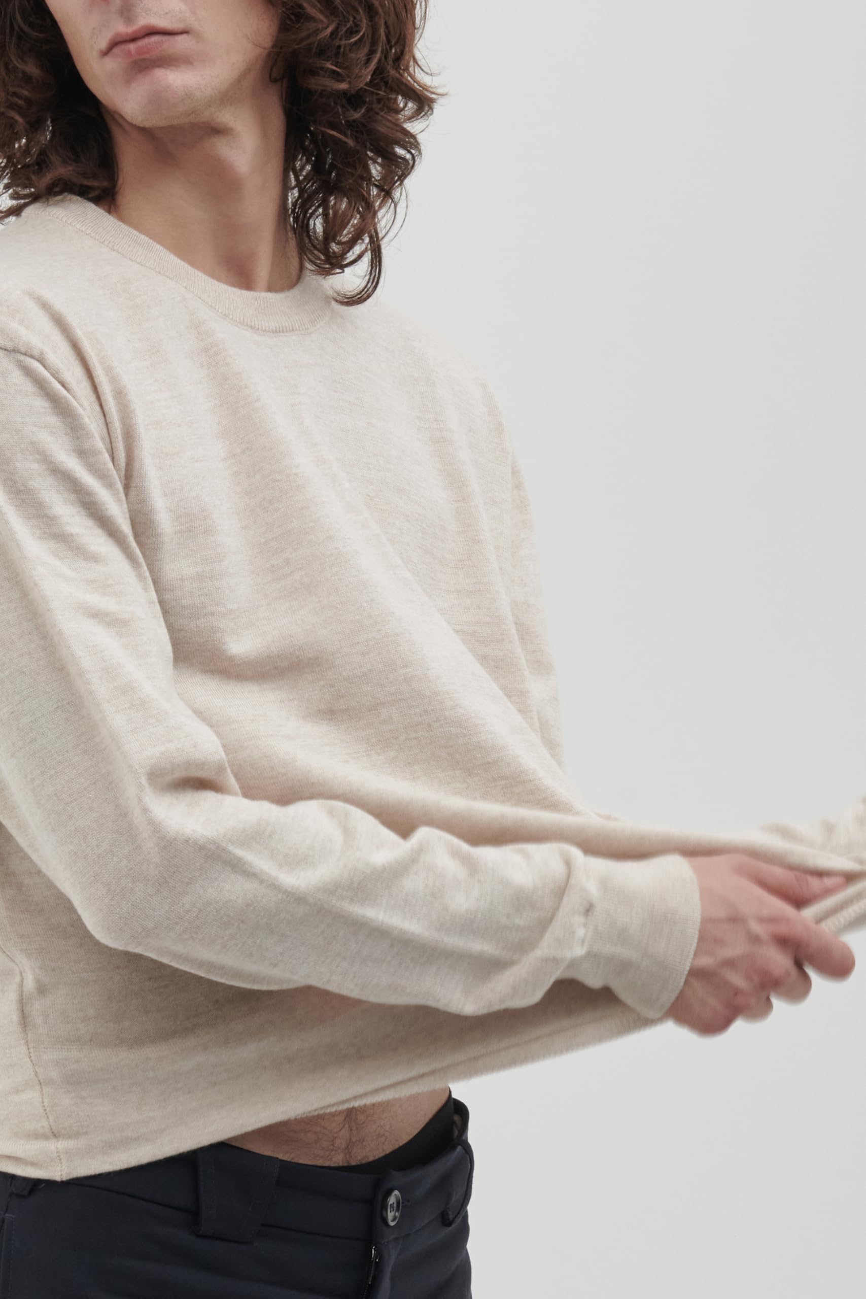 Men's Basic Crew Neck Sweater, 100% Merino Wool, Solid Colour, Long Sleeves, Regular Fit