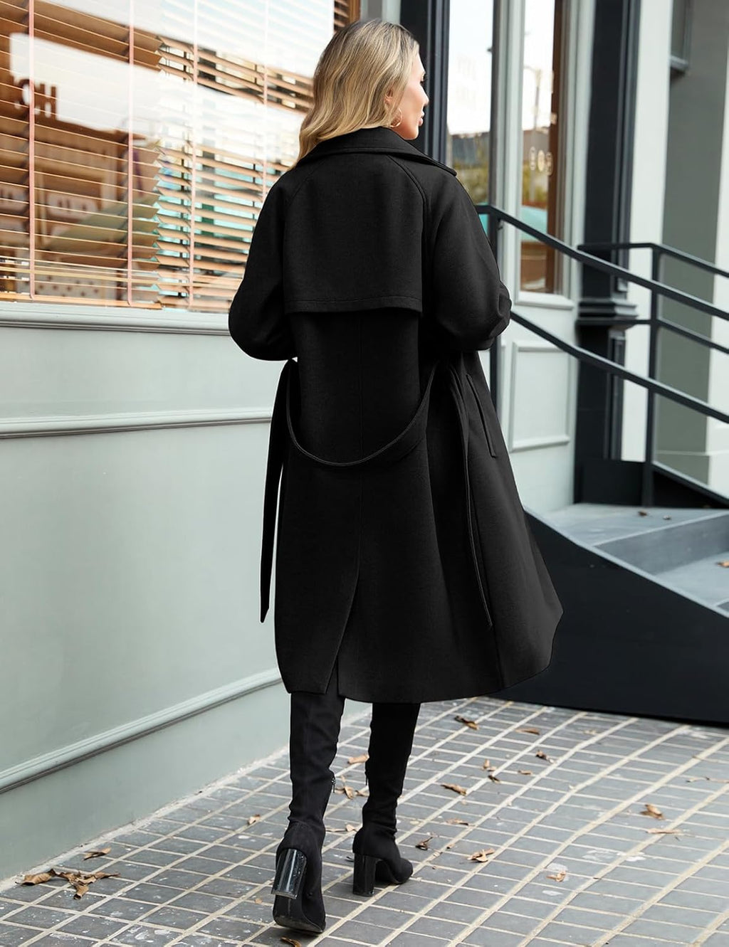 Yuson Girl Women's Winter Long Elegant Warm Coats Autumn Winter Lapel Double Breasted Classic Trench Coat with Belt and Pockets