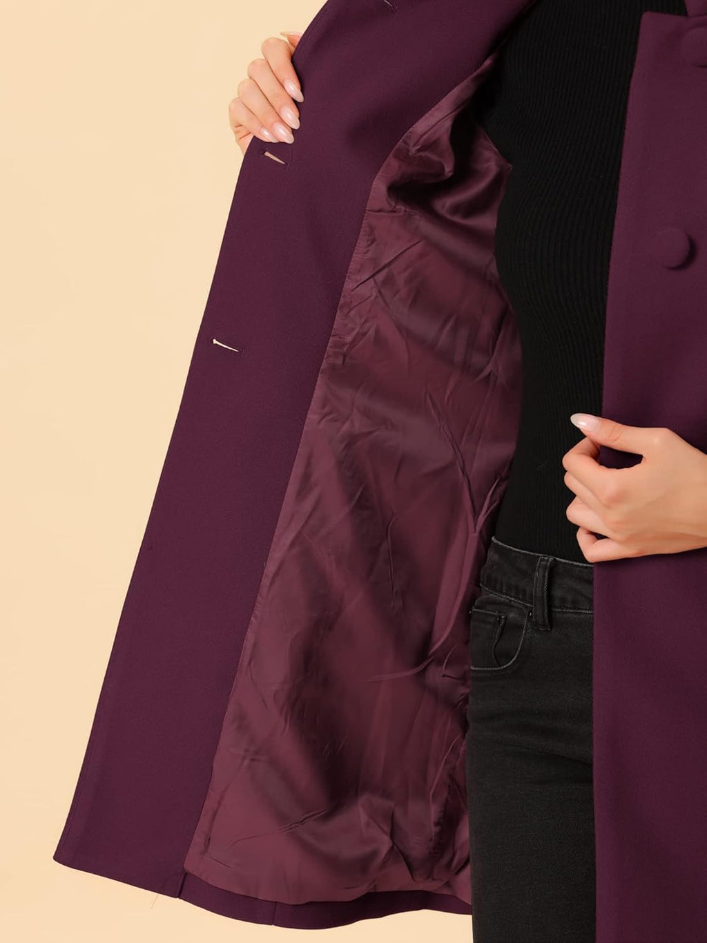 Cappotto bottonato in poliestere - women