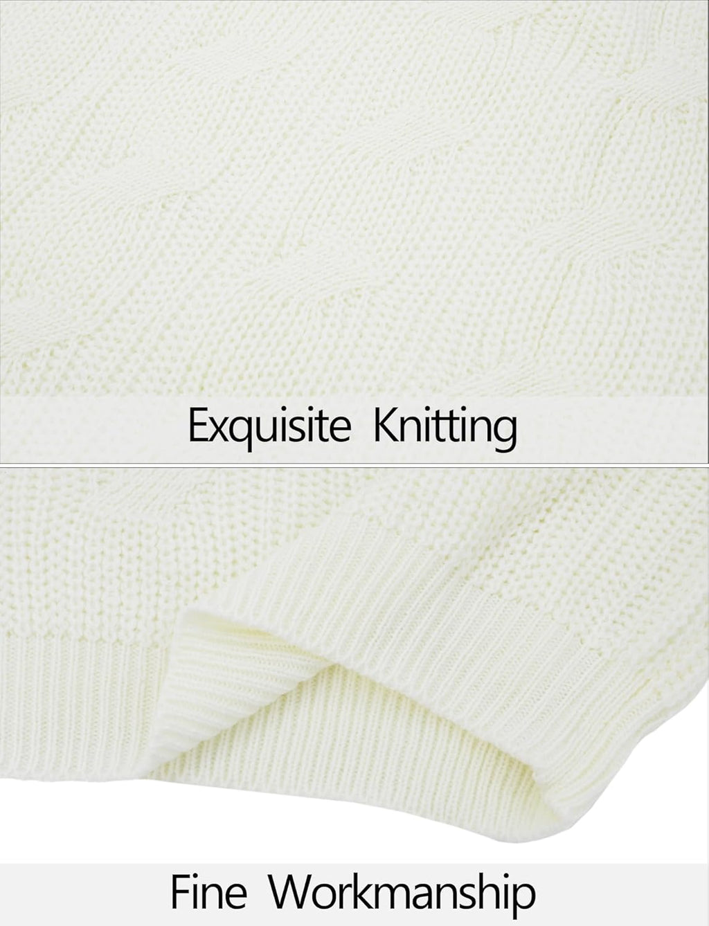 AIEOE Men's Knitted Sweater V-Neck Slim Fit Cable Knit Sweater