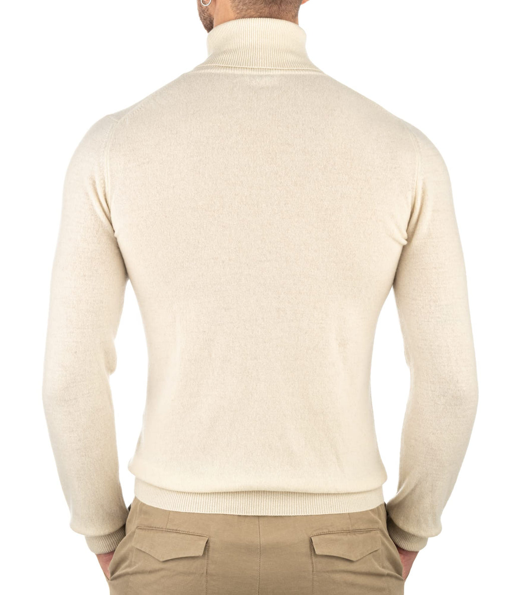 Cashmere Zone - Turtleneck Men's Winter Pullover Sweater Long Sleeve High Neck Warm Made of 5% Cashmere 25% Wool, 30% Viscose and 40% Polyamide