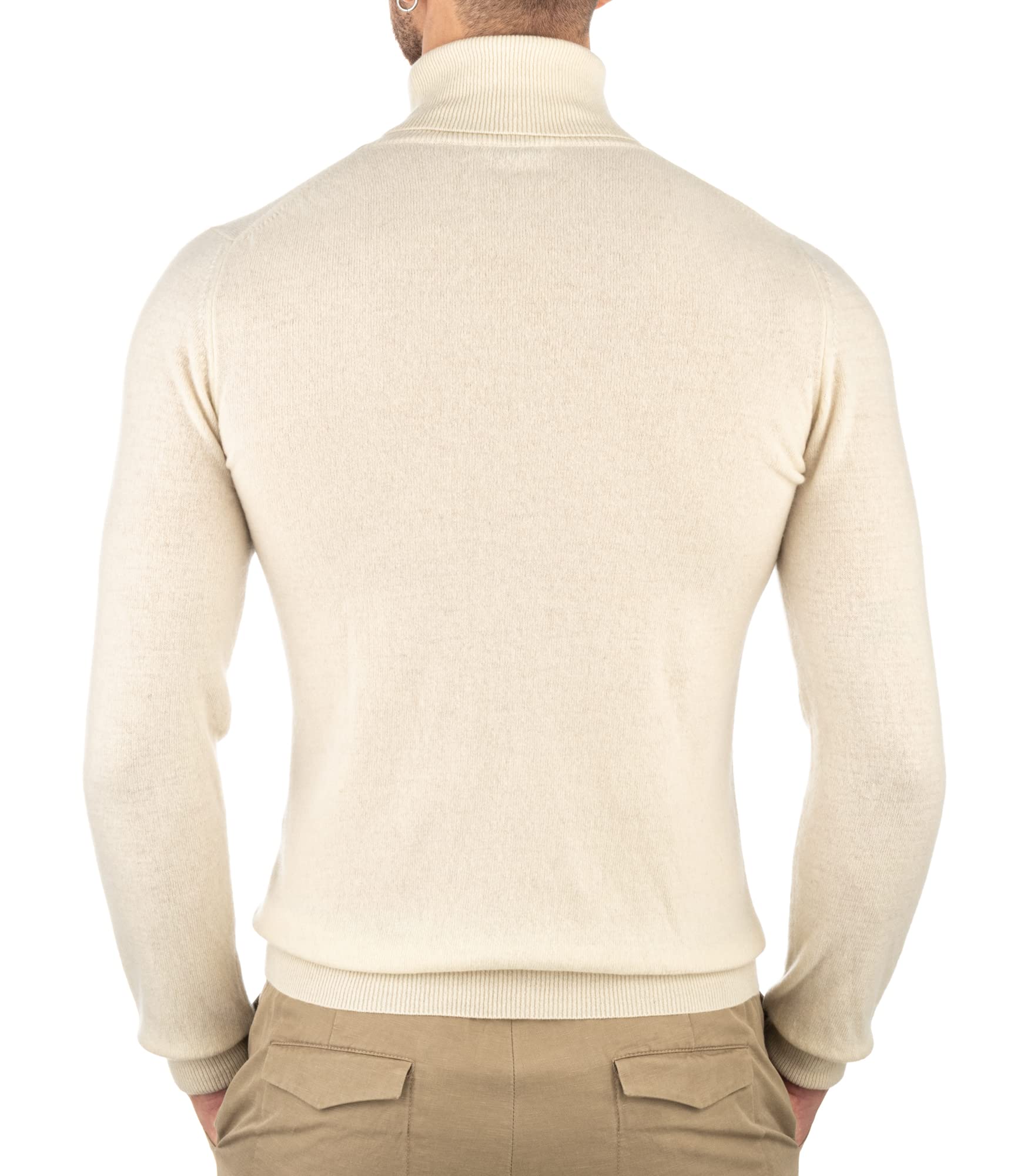 Cashmere Zone - Turtleneck Men's Winter Pullover Sweater Long Sleeve High Neck Warm Made of 5% Cashmere 25% Wool, 30% Viscose and 40% Polyamide
