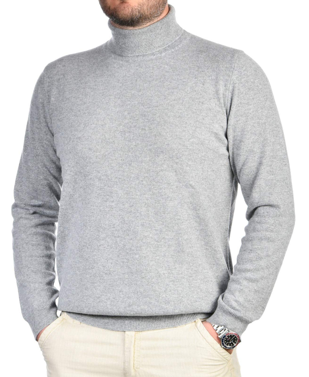 Cashmere Zone - Turtleneck Men's Winter Pullover Sweater Long Sleeve High Neck Warm Made of 5% Cashmere 25% Wool, 30% Viscose and 40% Polyamide
