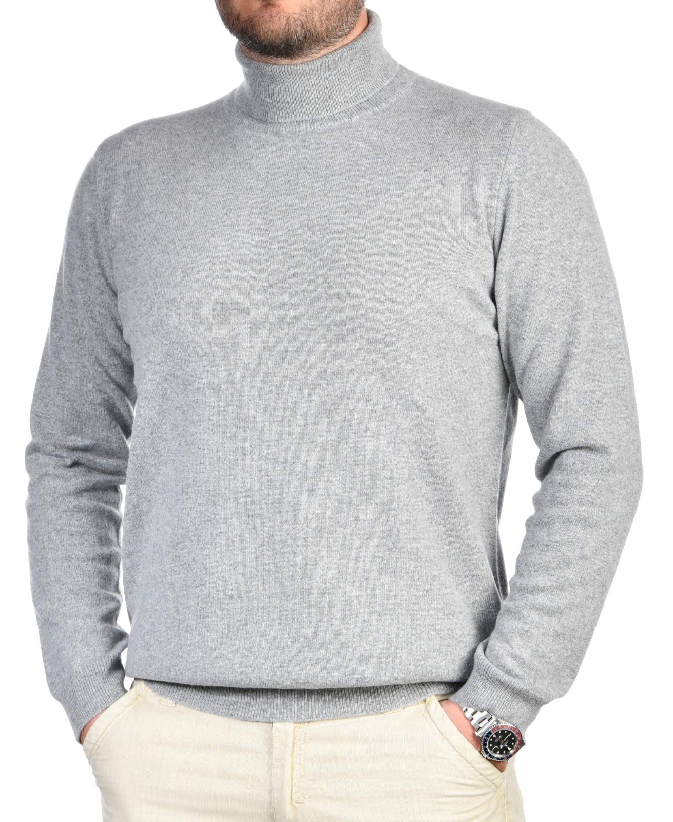 Cashmere Zone - Turtleneck Men's Winter Pullover Sweater Long Sleeve High Neck Warm Made of 5% Cashmere 25% Wool, 30% Viscose and 40% Polyamide