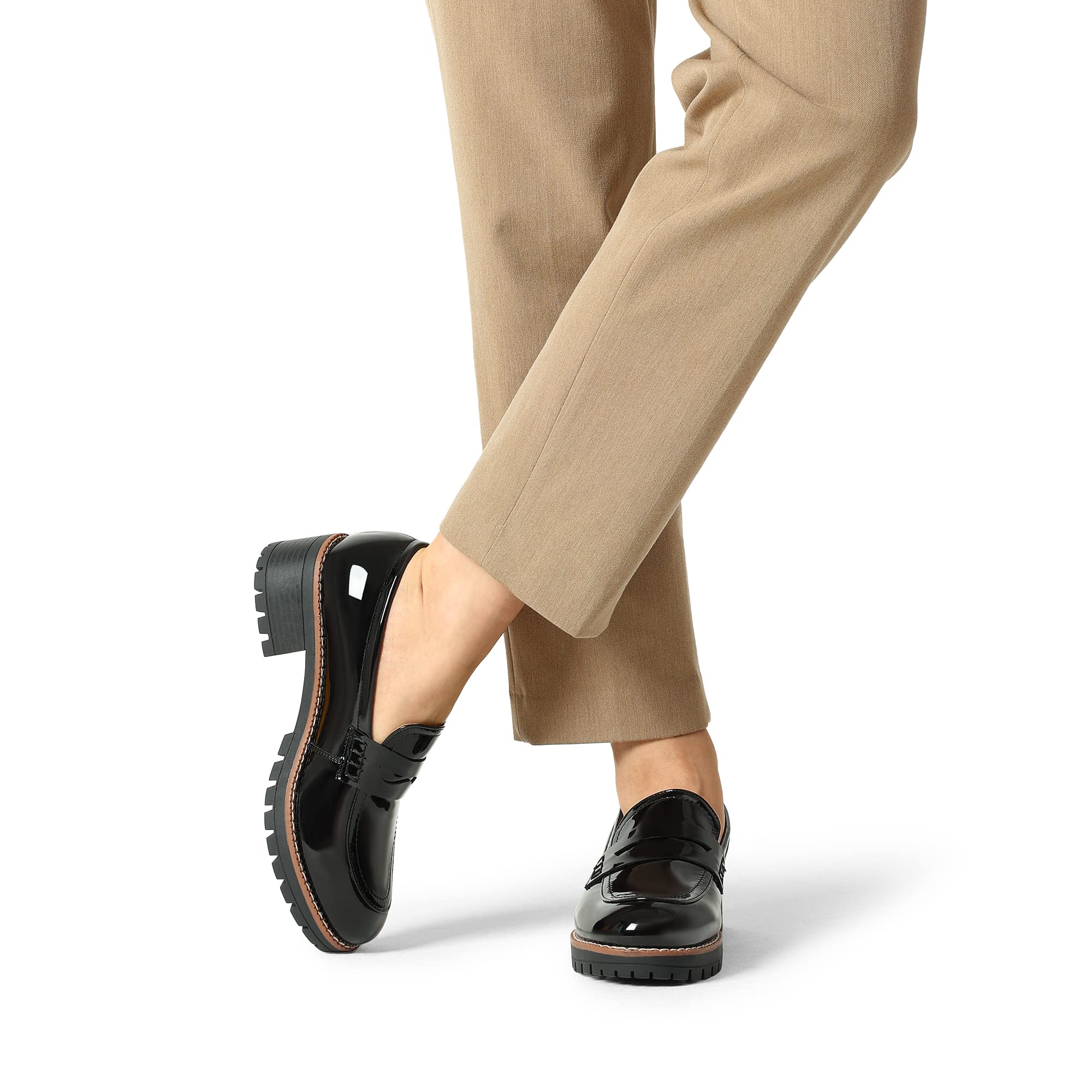 DREAM PAIRS Women's Casual Loafers with Platform and Comfortable Loafers Elegant Flat Shoes Spring Summer Autumn