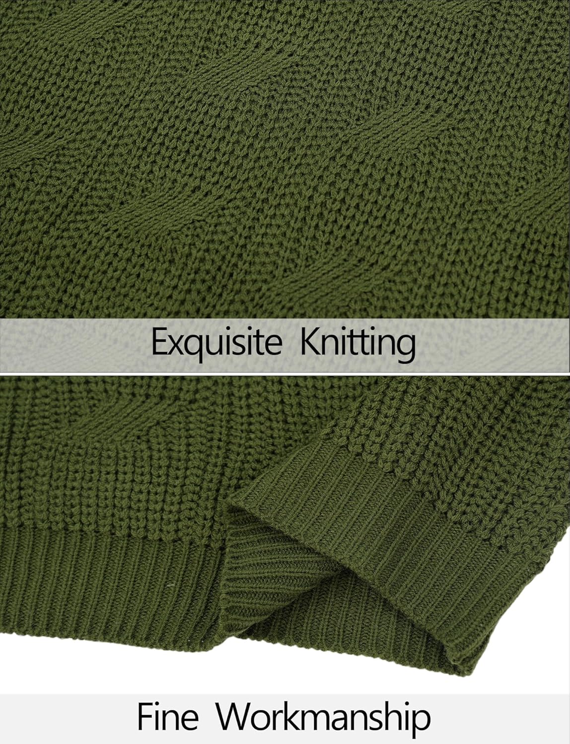 AIEOE Men's Knitted Sweater V-Neck Slim Fit Cable Knit Sweater