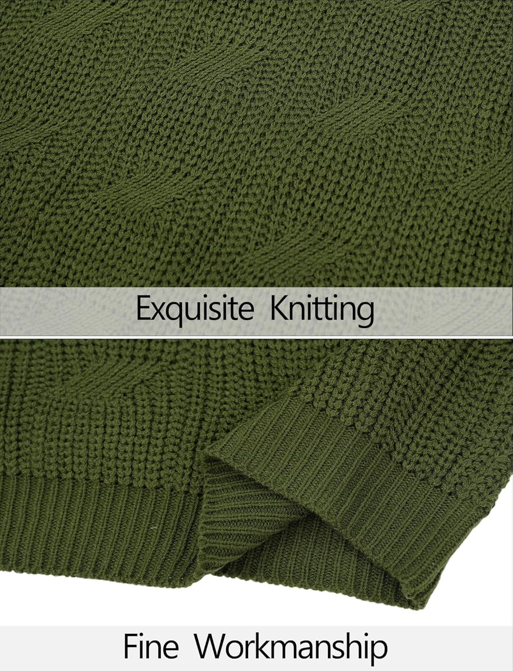 AIEOE Men's Knitted Sweater V-Neck Slim Fit Cable Knit Sweater