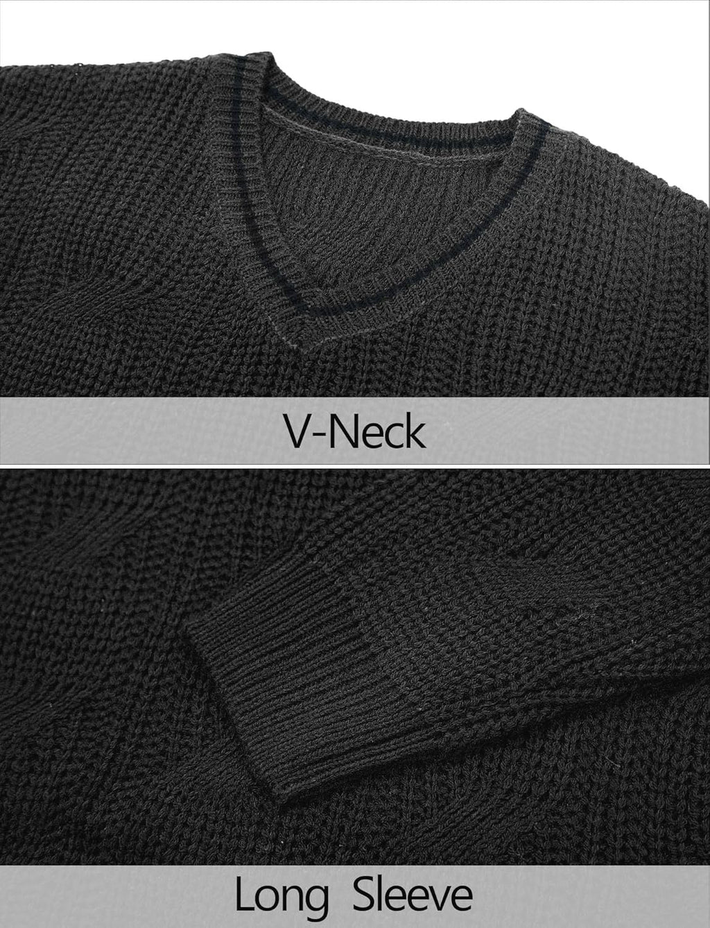 AIEOE Men's Knitted Sweater V-Neck Slim Fit Cable Knit Sweater