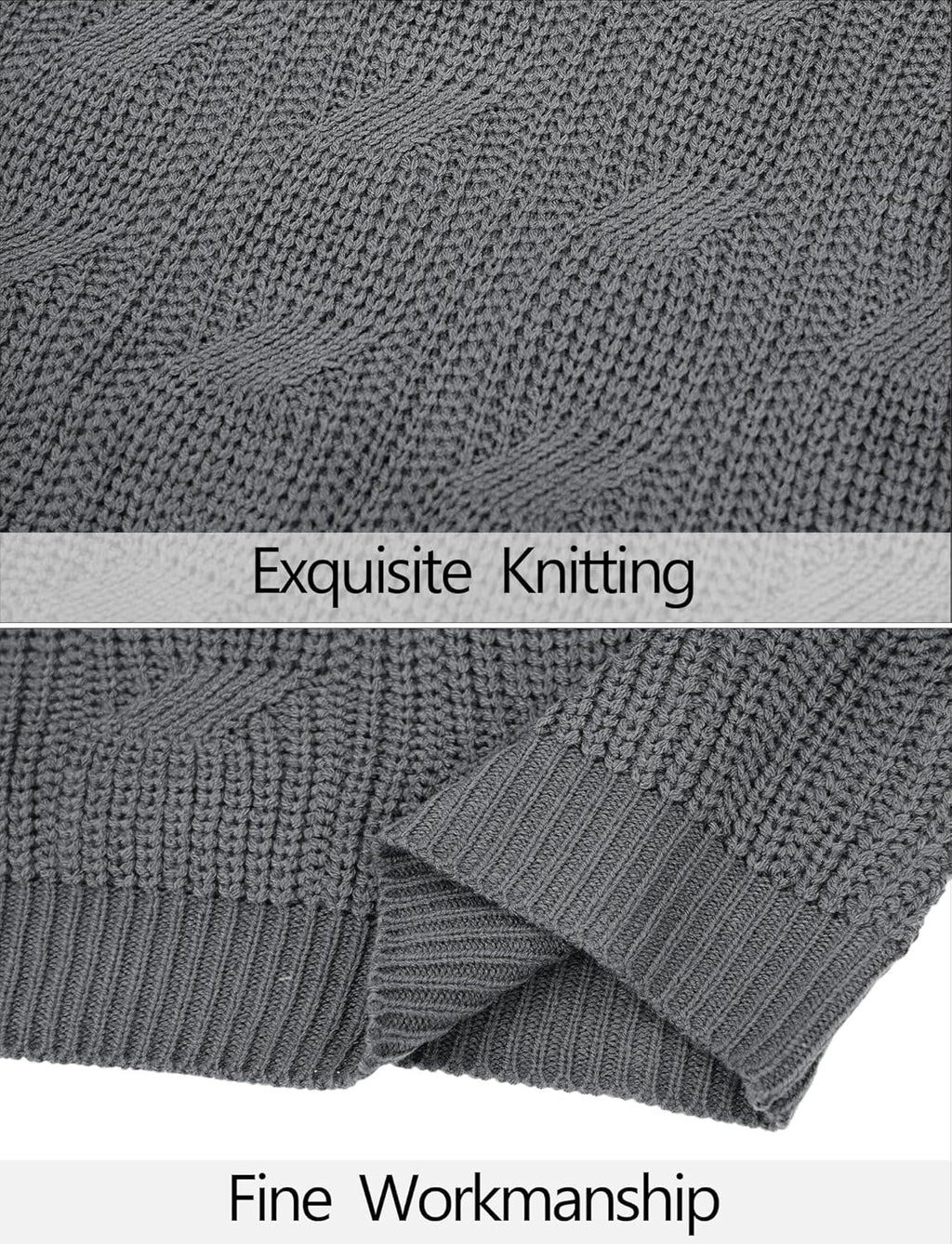 AIEOE Men's Knitted Sweater V-Neck Slim Fit Cable Knit Sweater