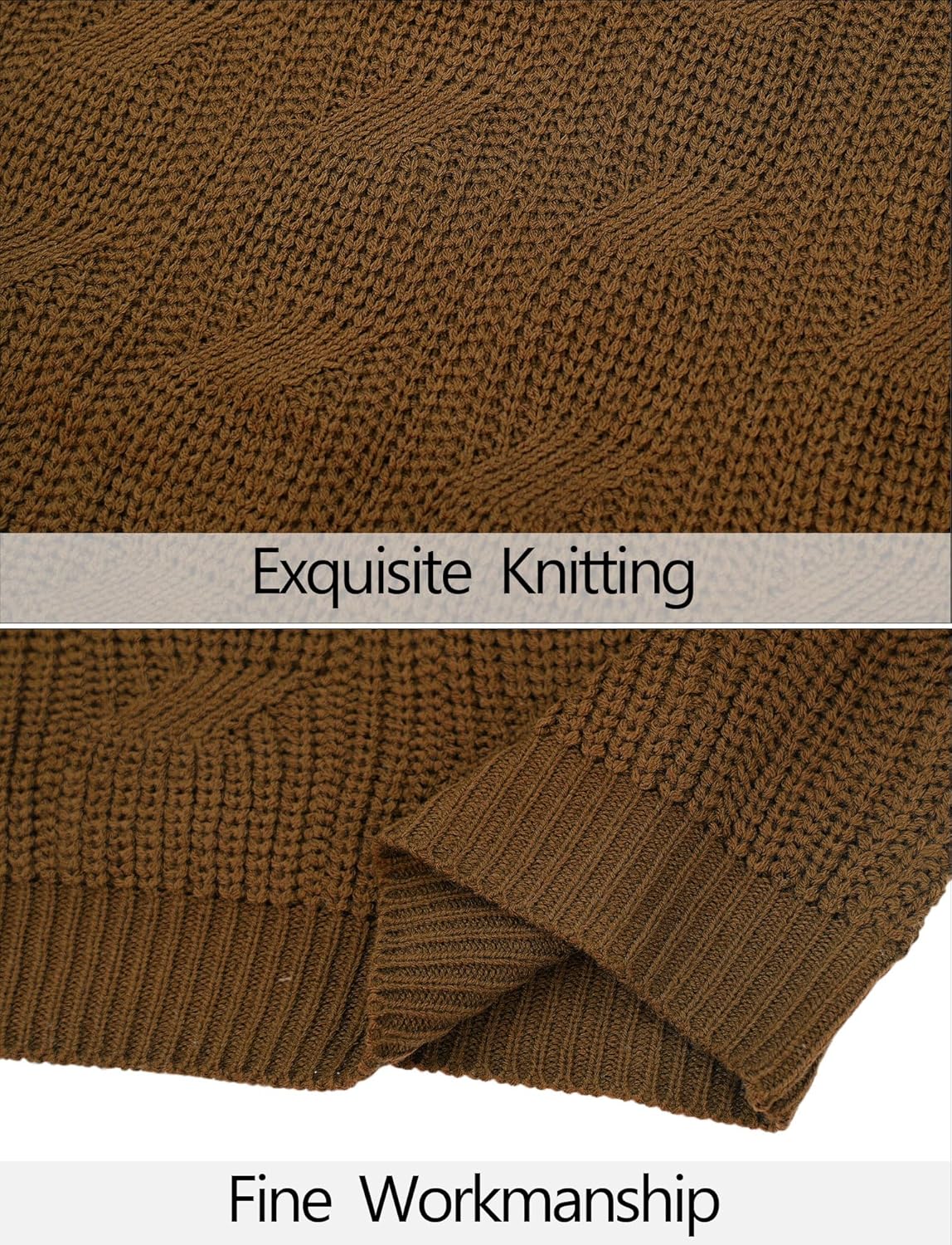 AIEOE Men's Knitted Sweater V-Neck Slim Fit Cable Knit Sweater