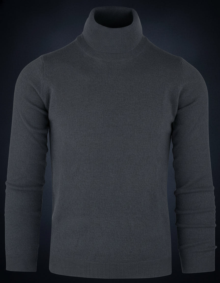 Cashmere Zone - Turtleneck Men's Winter Pullover Sweater Long Sleeve High Neck Warm Made of 5% Cashmere 25% Wool, 30% Viscose and 40% Polyamide