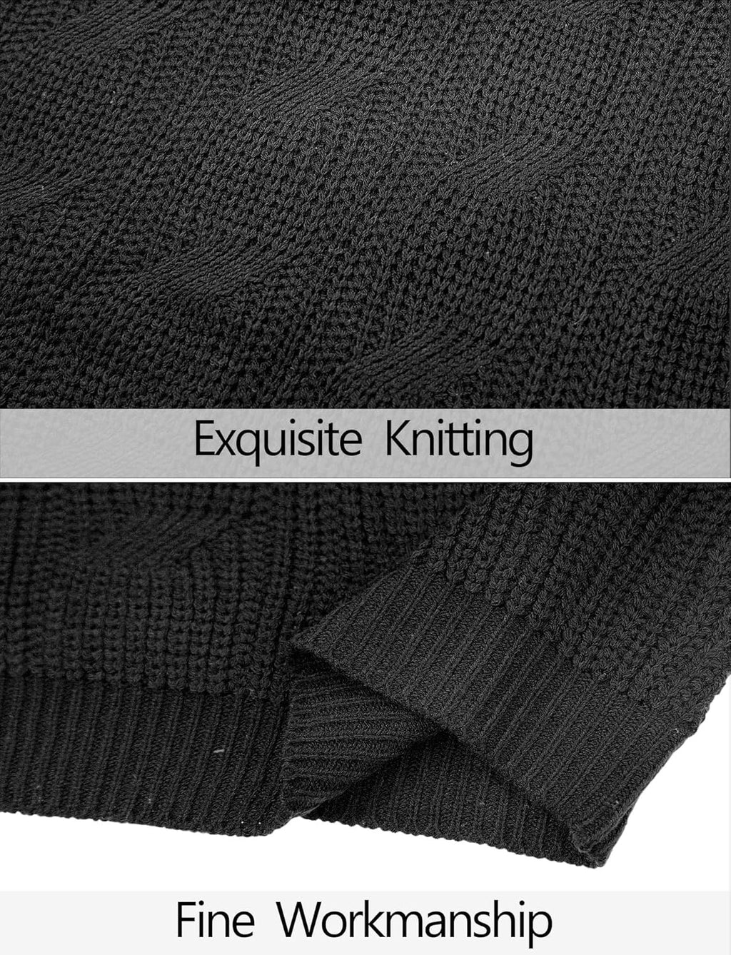 AIEOE Men's Knitted Sweater V-Neck Slim Fit Cable Knit Sweater