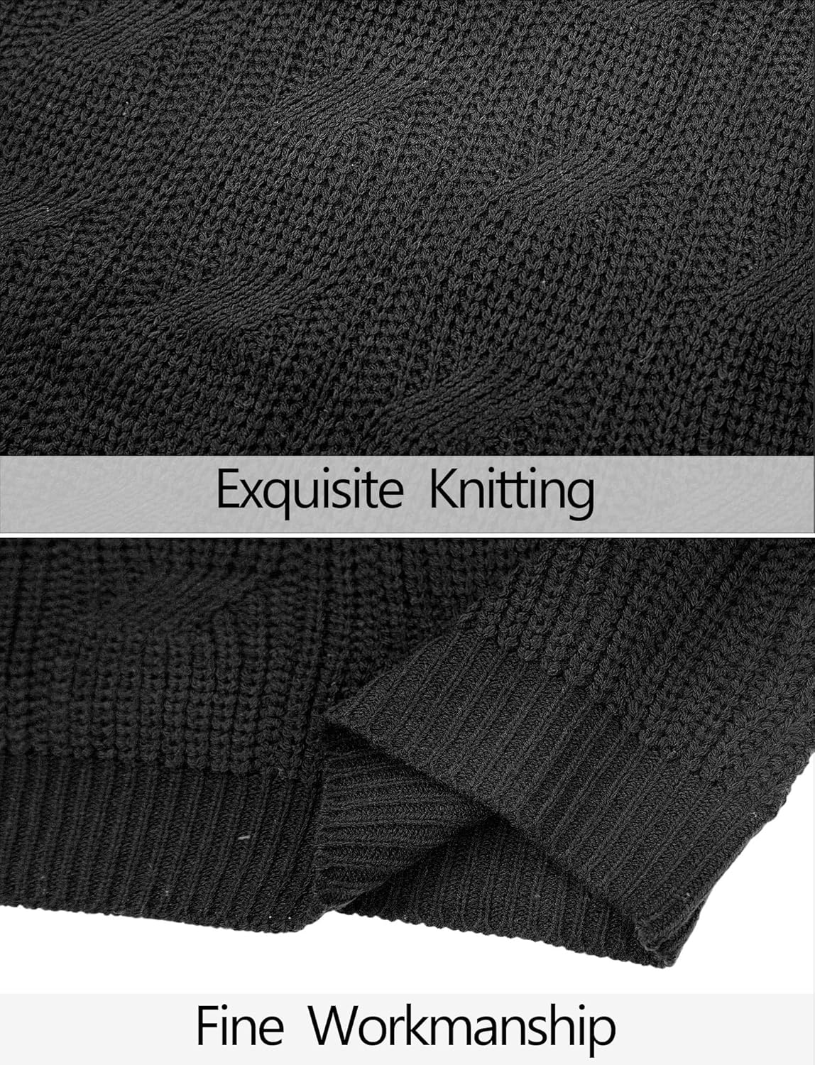 AIEOE Men's Knitted Sweater V-Neck Slim Fit Cable Knit Sweater