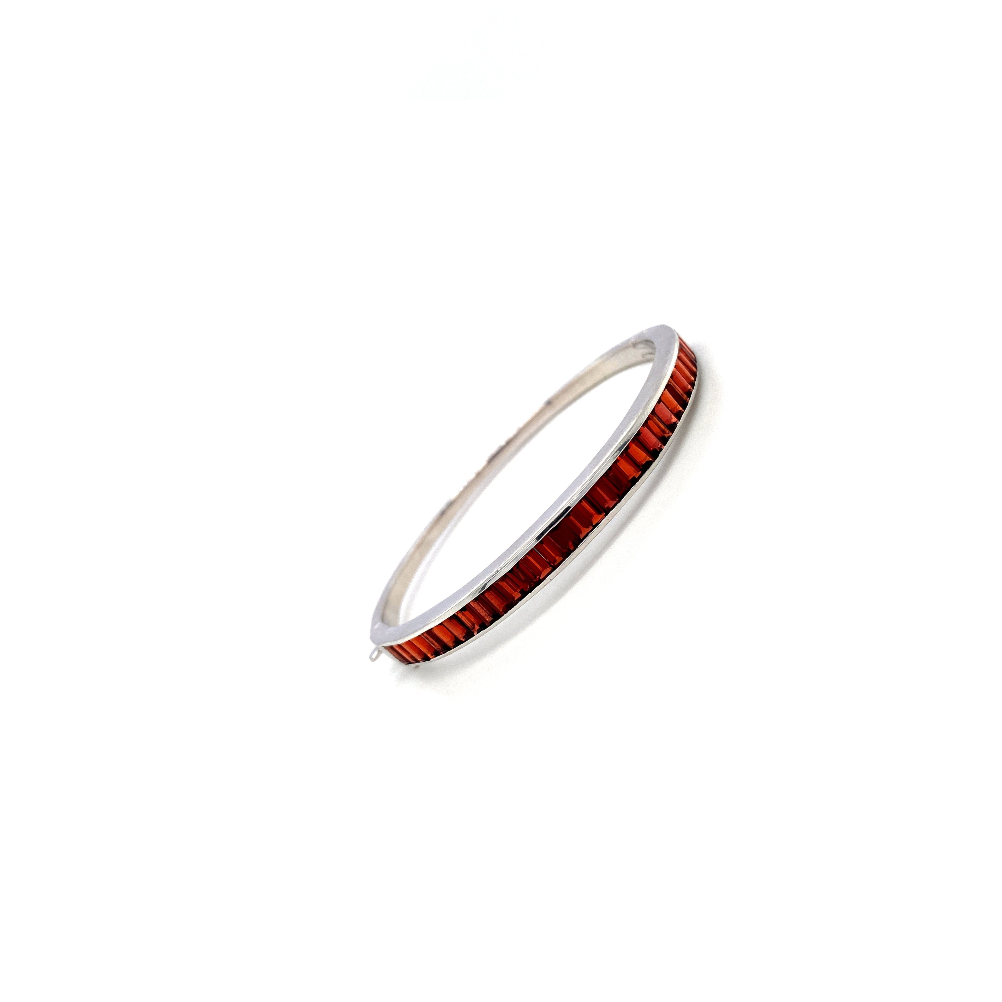 Garnet Bangle in .925 Sterling Silver - KSD 43495